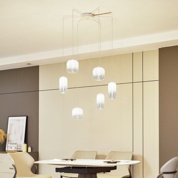 Függőlámpa Lucande, Avelina, Fehér, Nappali, Üveg, Modern