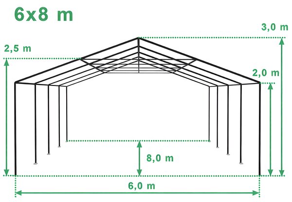 Party sátor 6x8 m PREMIUM - tűzálló szín fehér