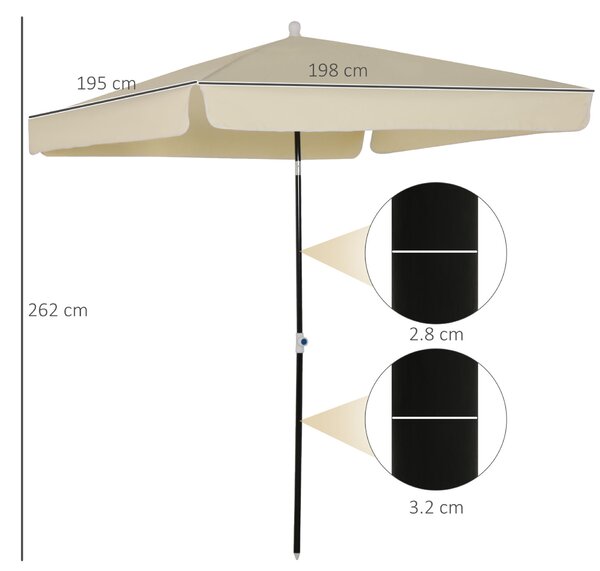 Outsunny négyszögletű kerti napernyő, krémfehér, 2x2 m
