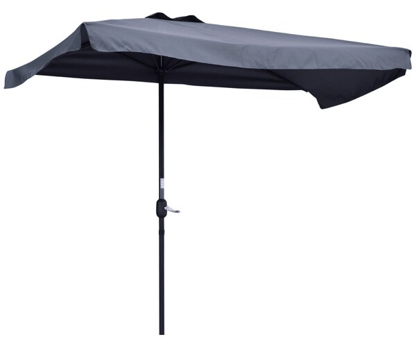 Outsunny félkör alakú napernyő tekerőkarral, 230x130x249cm, szürke