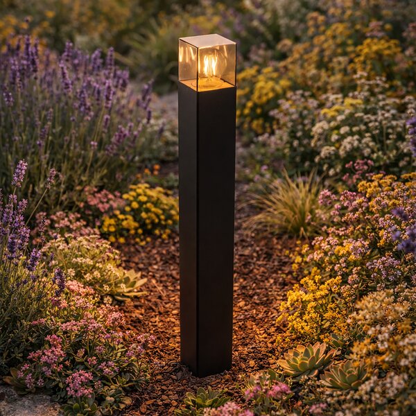 Álló kültéri lámpa fekete 70 cm IP44 füstüveggel - Denmark