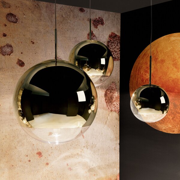 Függőlámpa Tom Dixon, Mirror Ball, dimmable, Arany / Sárgaréz, Nappali, Műanyag, Dizájn
