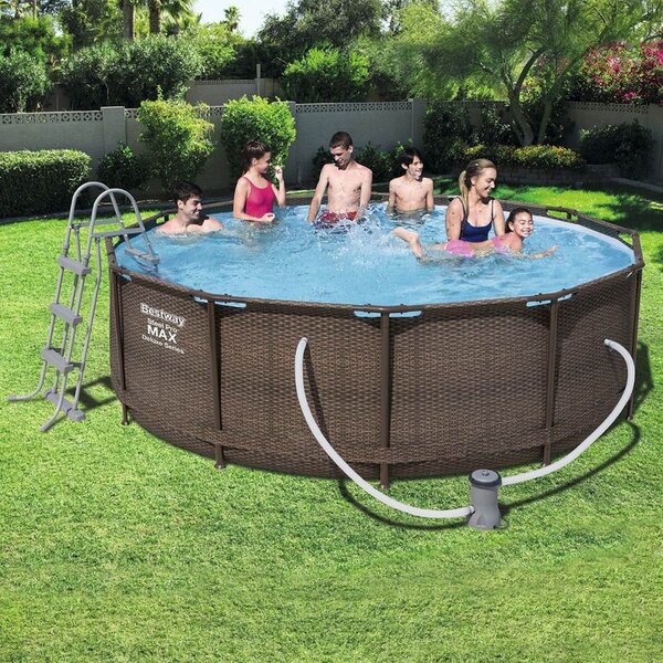 Bestway MYKONOS LUX rattan hatású fémvázas medence szett 366 x 100 cm