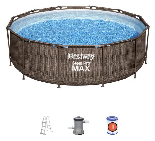 Bestway MYKONOS LUX rattan hatású fémvázas medence szett 366 x 100 cm